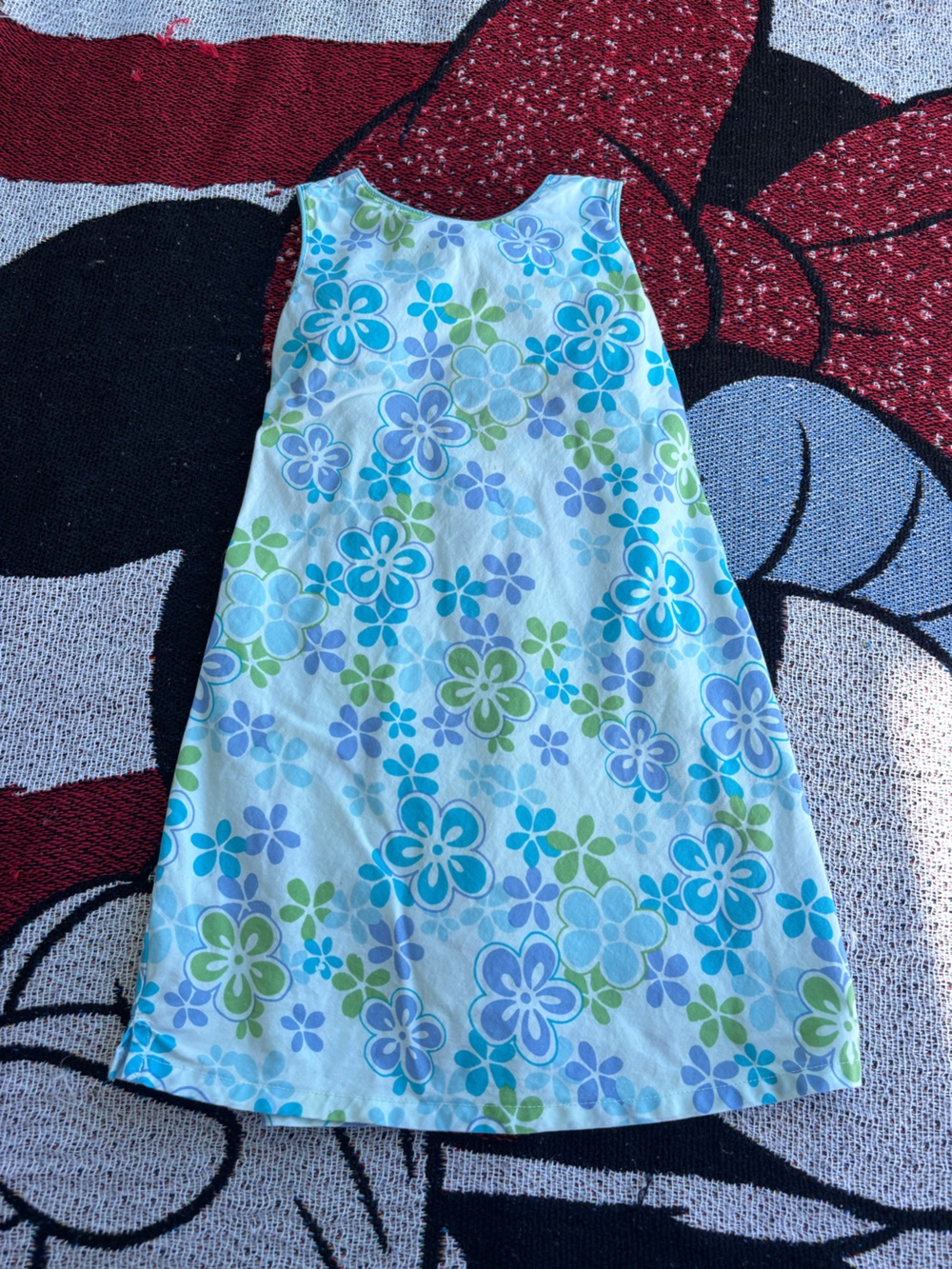 VINTAGE Y2K OLD NAVY BLUE GREEN PURPLE FLORAL PRINT TIE BACK DRESS SIZE 4T - Picture 1 of 5